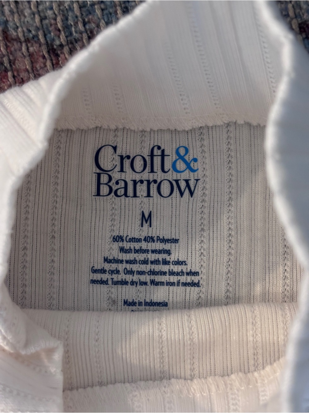 croft & barrow Ivory Ribbed Mock Neck Long-Sleeve Top with Shoulder Buttons - Picture 4 of 4